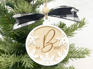 Snowflake Family Monogram Ornament - Custom Initial