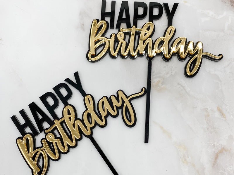 Cake Topper- Happy Birthday -Circles