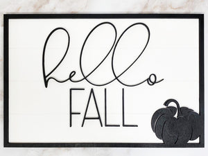 Hello Fall Pumpkin Wall/Door Sign - Rectangle