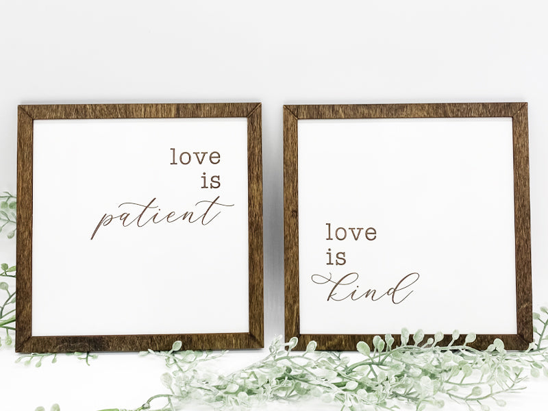 Verse Wall Sign Square Set (2 pcs) - 1 Corinthians 13