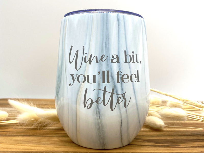 Wine A Bit - Blue Marble 12 oz. Wine Tumbler