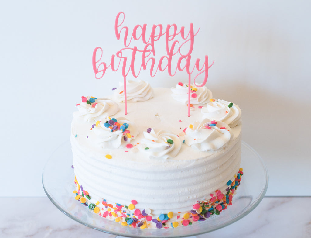 Happy Birthday Cake Topper - Colored Acrylic
