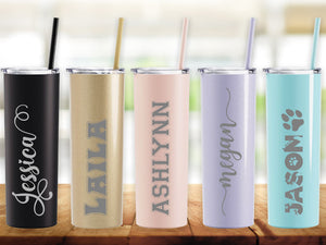 Personalized Tumbler 20 OZ Custom Skinny Tumbler With Lid And